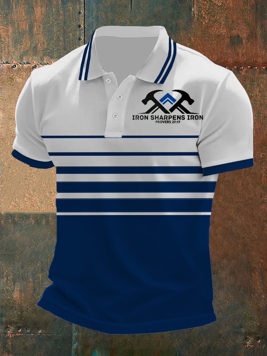 Polo de manga corta con estampado "Iron Sharpens Iron" para hombre