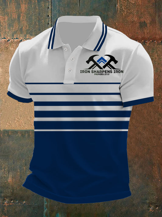 Men's Iron Sharpens Iron Print Short Sleeve Polo Shirt
