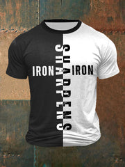 Men's Iron Sharpens Iron Colorblock Printing Short Sleeves T-shirt