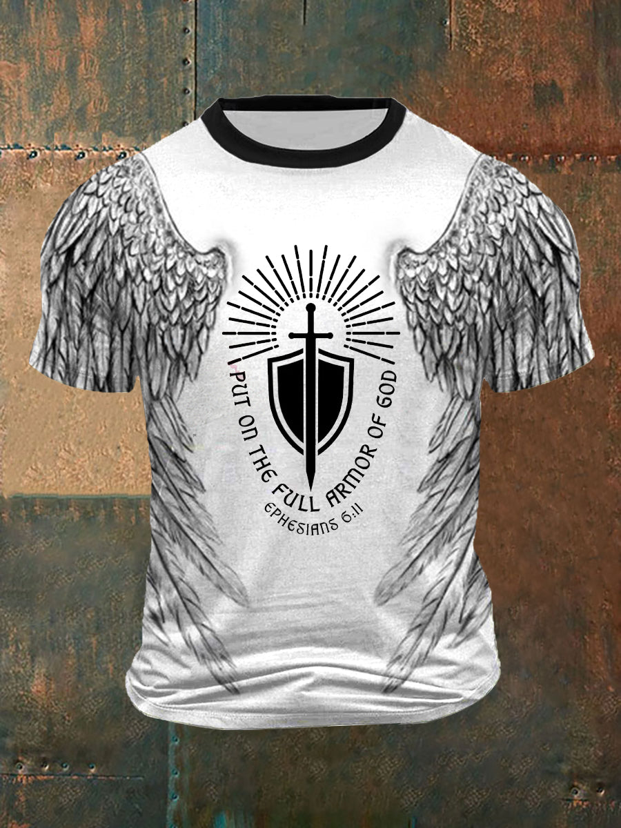 Men's Put On The Full Armor Of God Print Short Sleeves T-shirt