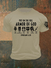 Men's Armor Of God Faith Cross Printed Casual Short Sleeves T-shirt