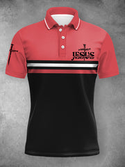 Women's Jesus Cross Faith Stripes Print Casual Polo