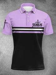 Women's Jesus Cross Faith Stripes Print Casual Polo