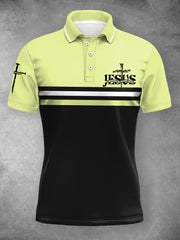 Women's Jesus Cross Faith Stripes Print Casual Polo