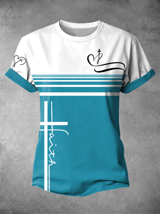 Women's Faith Love Cross Short-sleeved T-shirt