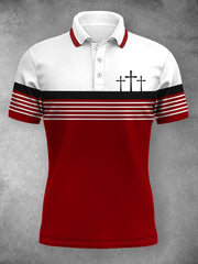 Women's Cross Faith Stripes Print Casual Polo