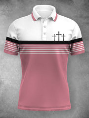 Women's Cross Faith Stripes Print Casual Polo