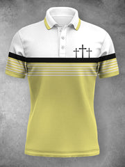 Women's Cross Faith Stripes Print Casual Polo