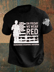 Men's On Fridays We Wear Red Remember Everyone Deployed T-shirt
