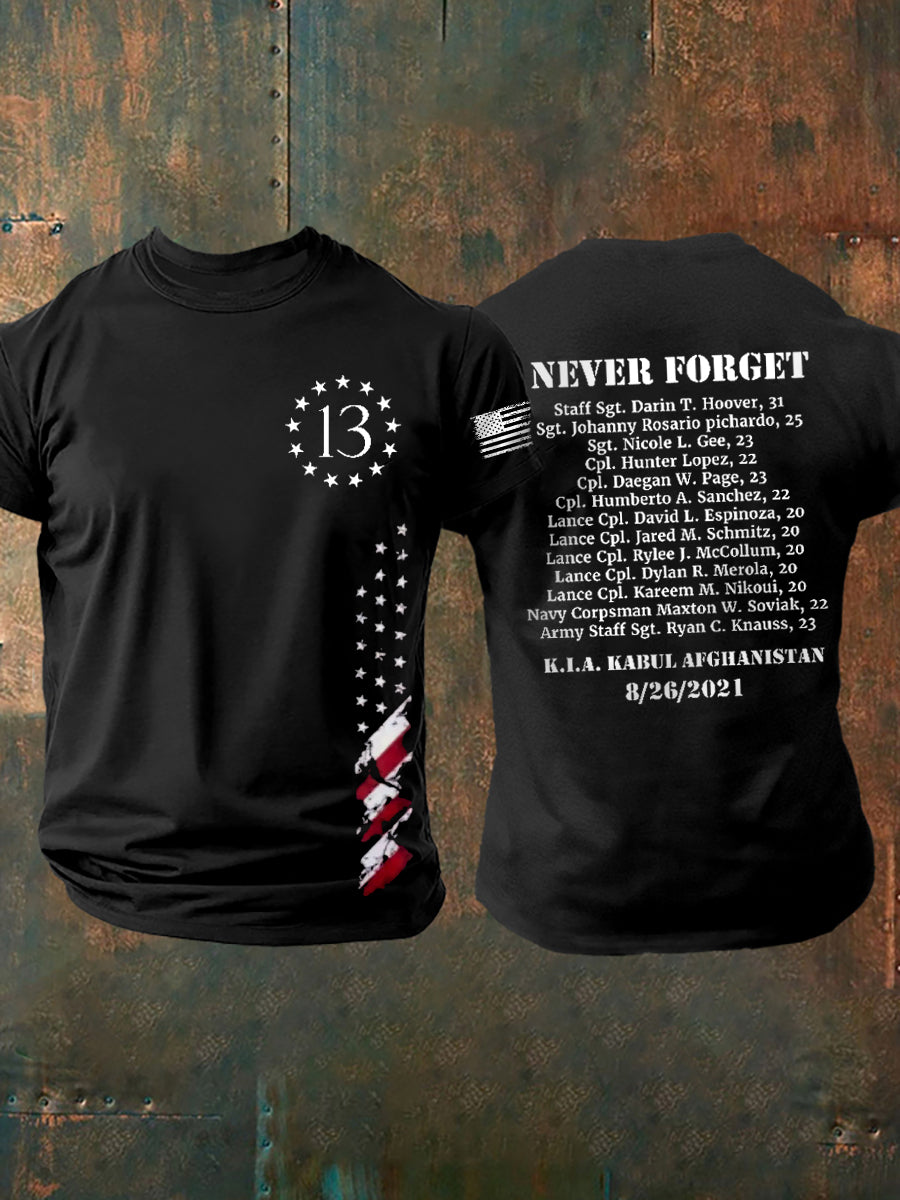Men's Never Forget The Names Of 13 Fallen Soldiers Short Sleeve T-shirt