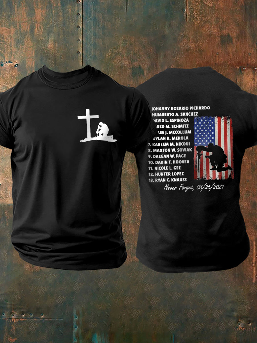 Men's Never Forget The Names Of 13 Fallen Soldiers Short Sleeve T-shirt