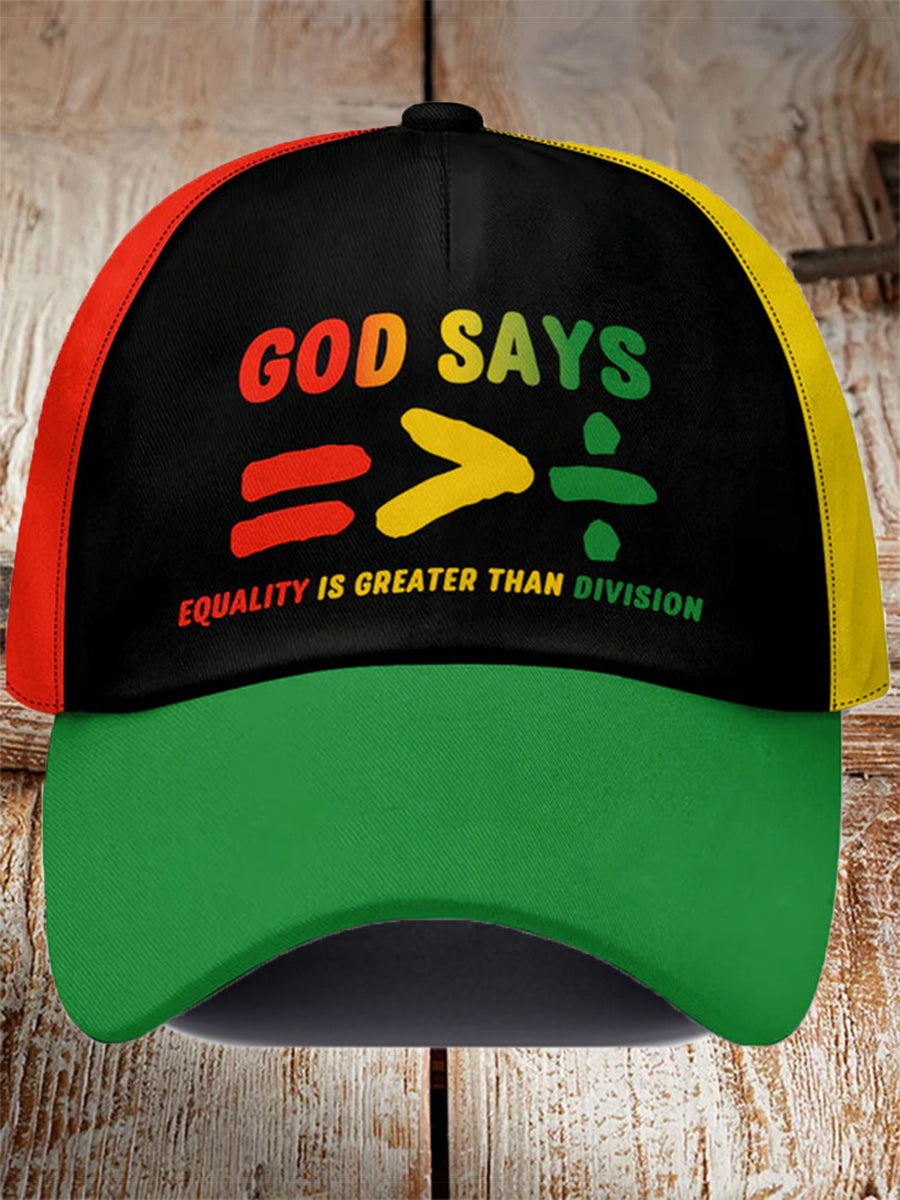 Unisex Juneteenth Equality Is Greater Than Division Print Hat