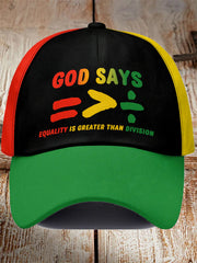 Unisex Juneteenth Equality Is Greater Than Division Print Hat