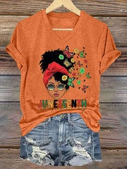 Women's Juneteenth Casual Short Sleeve T-Shirt