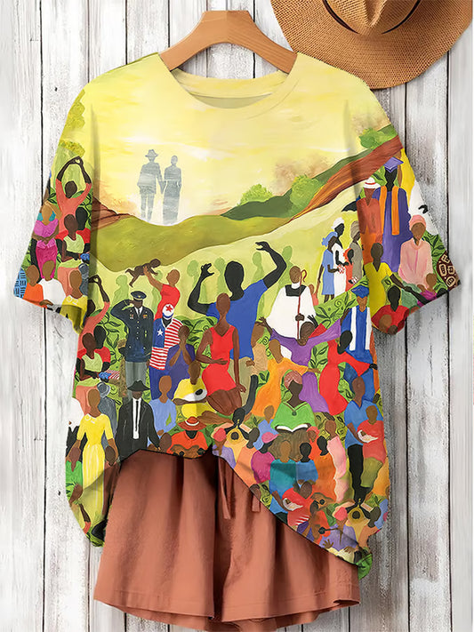 Women's Juneteenth Cheer Freedom And Independence Printed Short-Sleeved T-Shirt