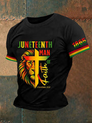 Men's Juneteenth 1865 Man Of Faith Printed Short Sleeves T-shirt