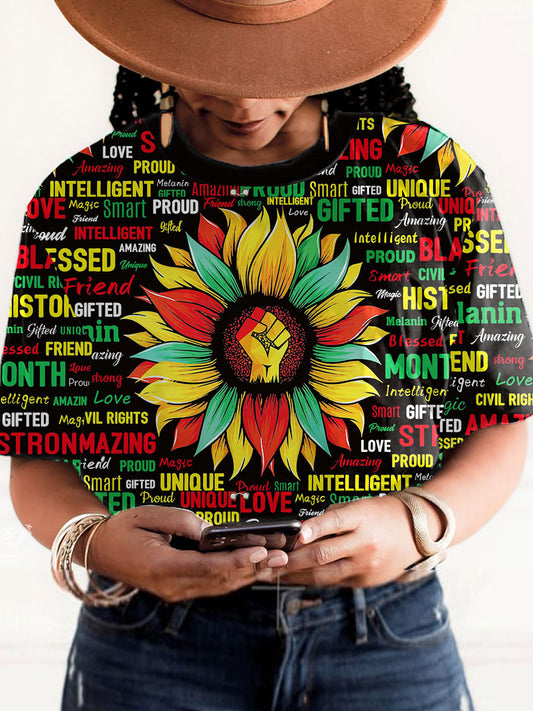 Women's Juneteeth Black History Art Printed T-shirt