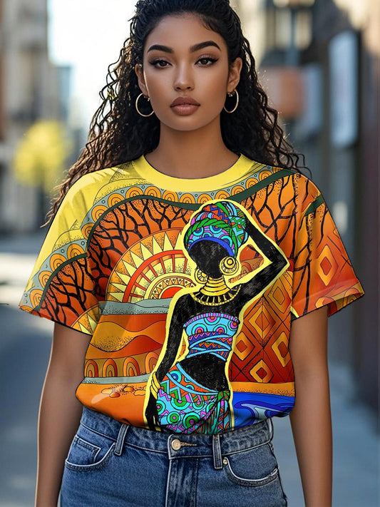 Women's Retro Africa Juneteenth 1865 Print Casual Tee