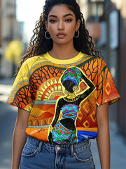 Women's Retro Africa Juneteenth 1865 Print Casual Tee
