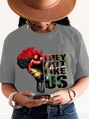 Women's Black Juneteenth Print T-shirt