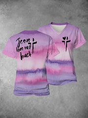 Women's Faith Cross Jesus Has My Back Printed Casual Shirt