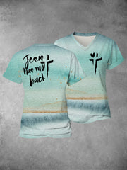 Women's Faith Cross Jesus Has My Back Printed Casual Shirt