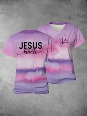 Women's Faith Cross Jesus Has My Back Printed Casual Shirt