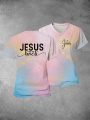 Women's Faith Cross Jesus Has My Back Printed Casual Shirt