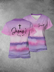 Women's Faith Cross Jesus Has My Back Printed Casual Shirt