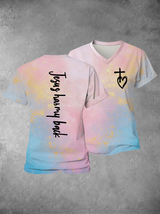 Women's Faith Cross Jesus Has My Back Printed Casual Shirt