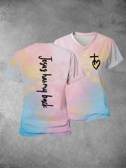 Women's Faith Cross Jesus Has My Back Printed Casual Shirt