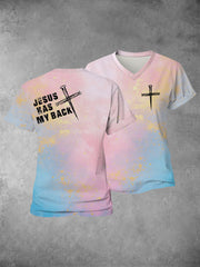 Women's Faith Cross Jesus Has My Back Printed Casual Shirt