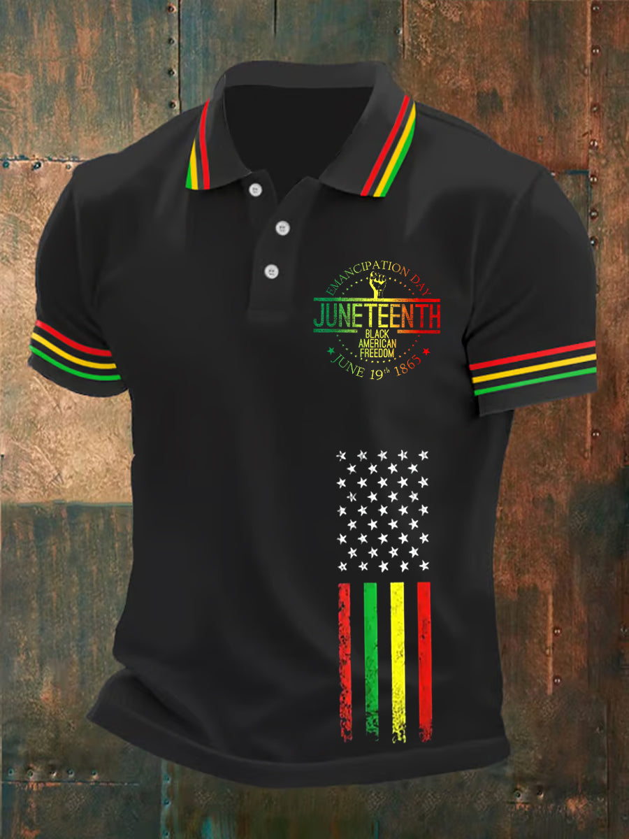 Men's Juneteenth 1865 Printed Short Sleeves POLO T-shirt