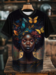Unisex Juneteenth Black Art Printed O-neck Short Sleeve T-Shirt