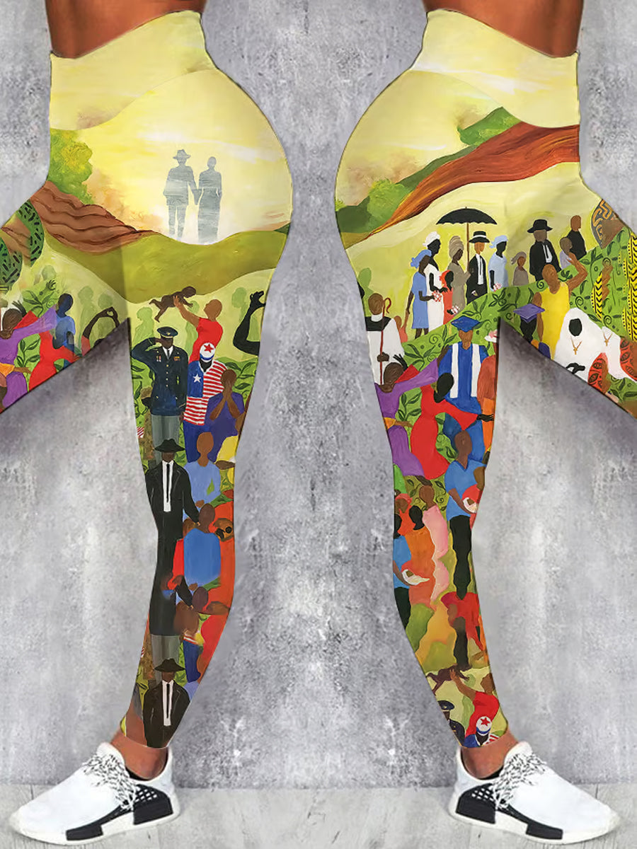 Women's Juneteenth Cheer Independence And Freedom Printed Pants Leggings