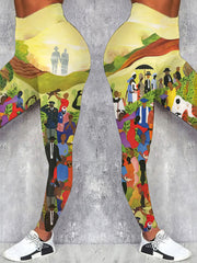 Women's Juneteenth Cheer Independence And Freedom Printed Pants Leggings
