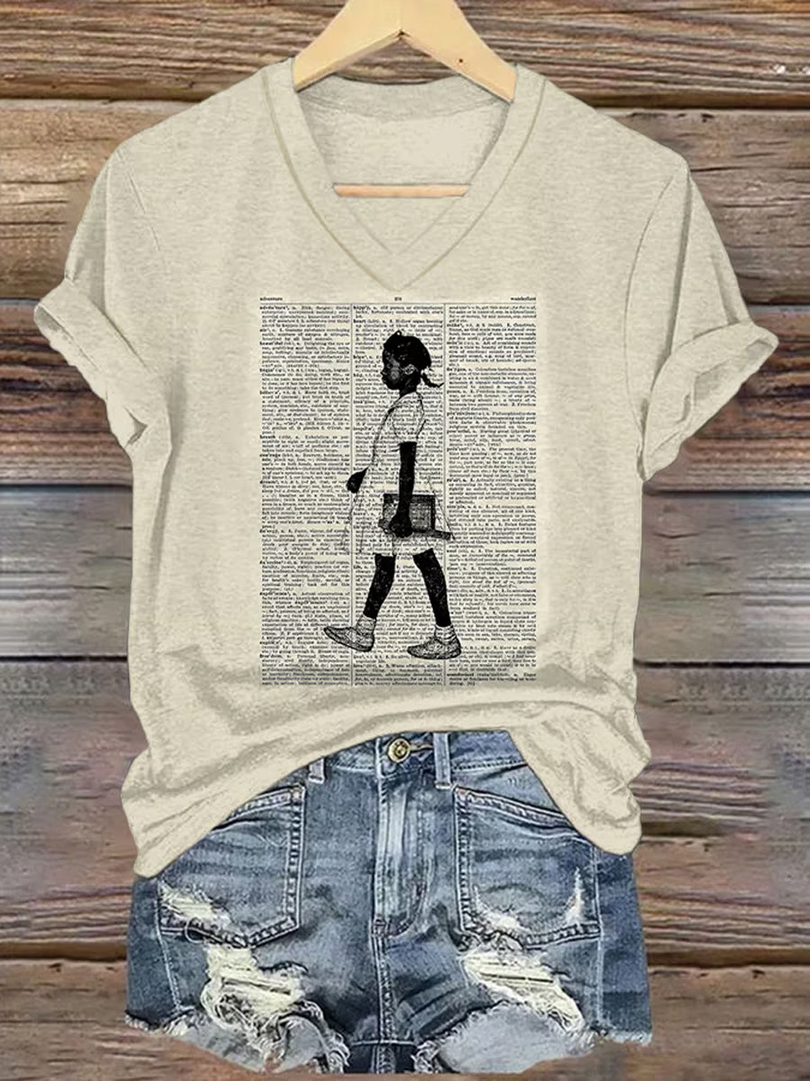 Women's Juneteenth Black Girl Printed Short-Sleeved T-Shirt