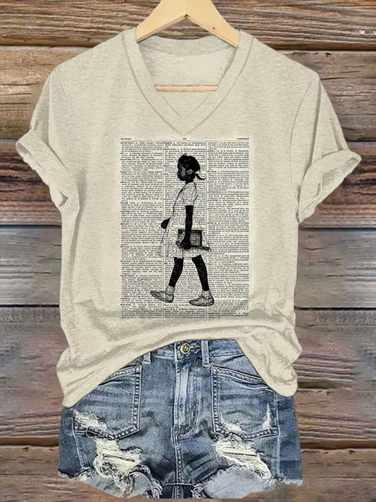Women's Juneteenth Black Girl Printed Short-Sleeved T-Shirt