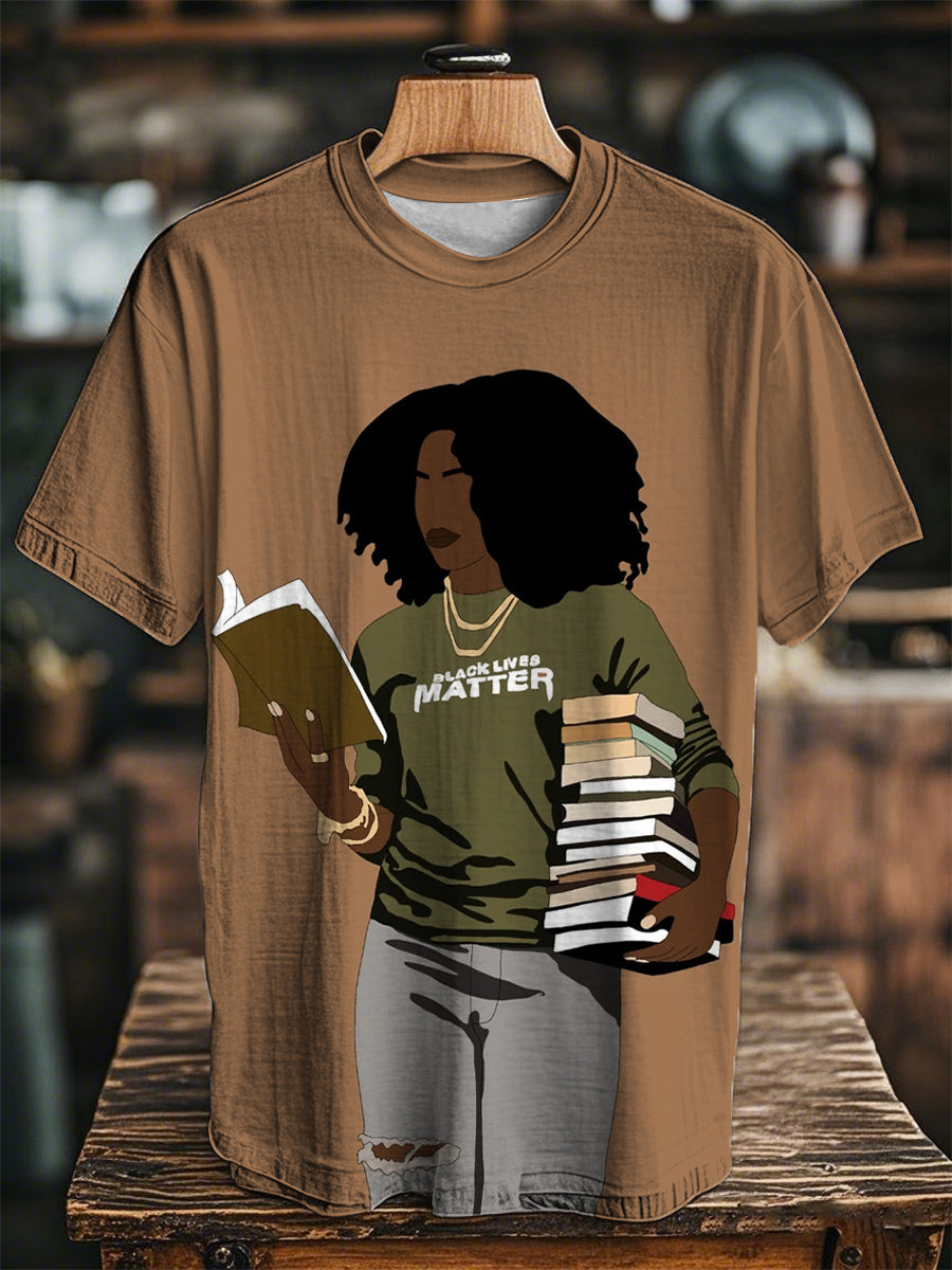 Unisex Juneteenth Black Art Printed O-neck Short Sleeve T-Shirt