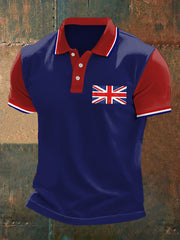 Men's UK Flag Print Casual Polo