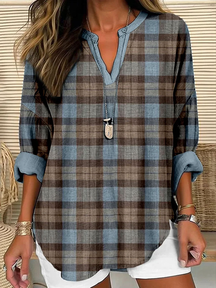 Women's England Scotland Plaid Printed Top