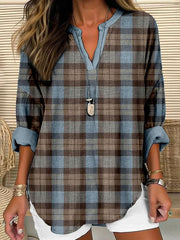 Women's England Scotland Plaid Printed Top