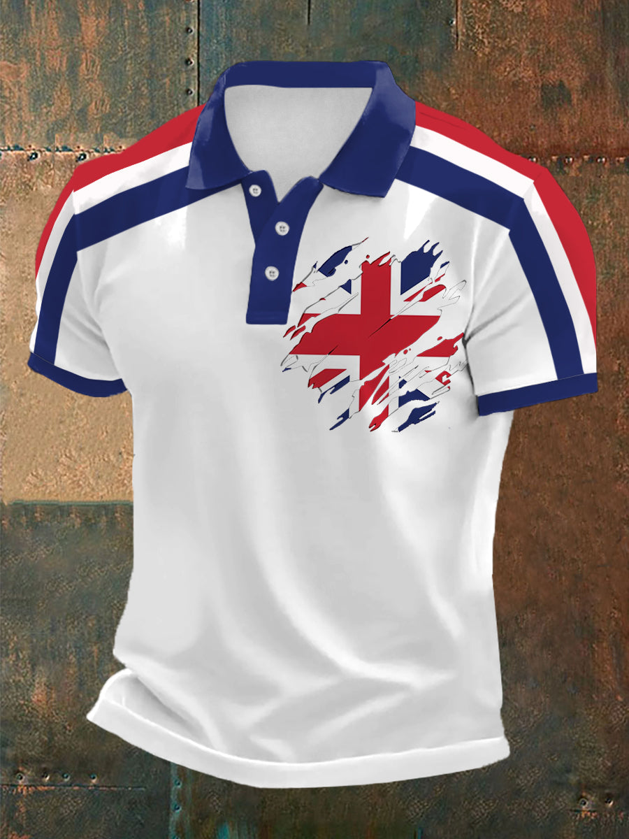 Men's UK Flag Print Casual Polo