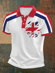 Men's UK Flag Print Casual Polo