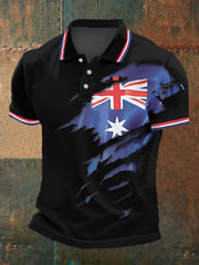 Men's UK Flag Print Casual Polo