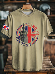 Men's London England Flag Printed Short Sleeve T-shirt
