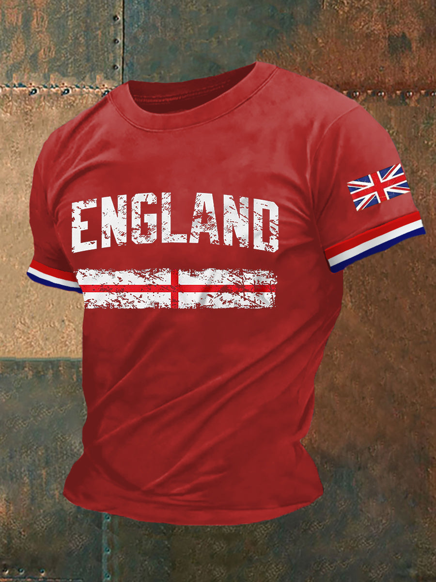 Men's England Print Casual Tee