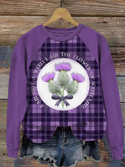 Women's England Scotland Thistle Plaid Printed Sweatshirt