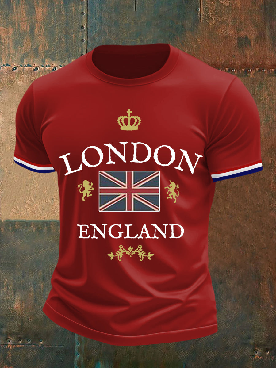 Men's England Print Casual Tee
