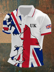 Men's Union Jack Print Casual Polo Shirt